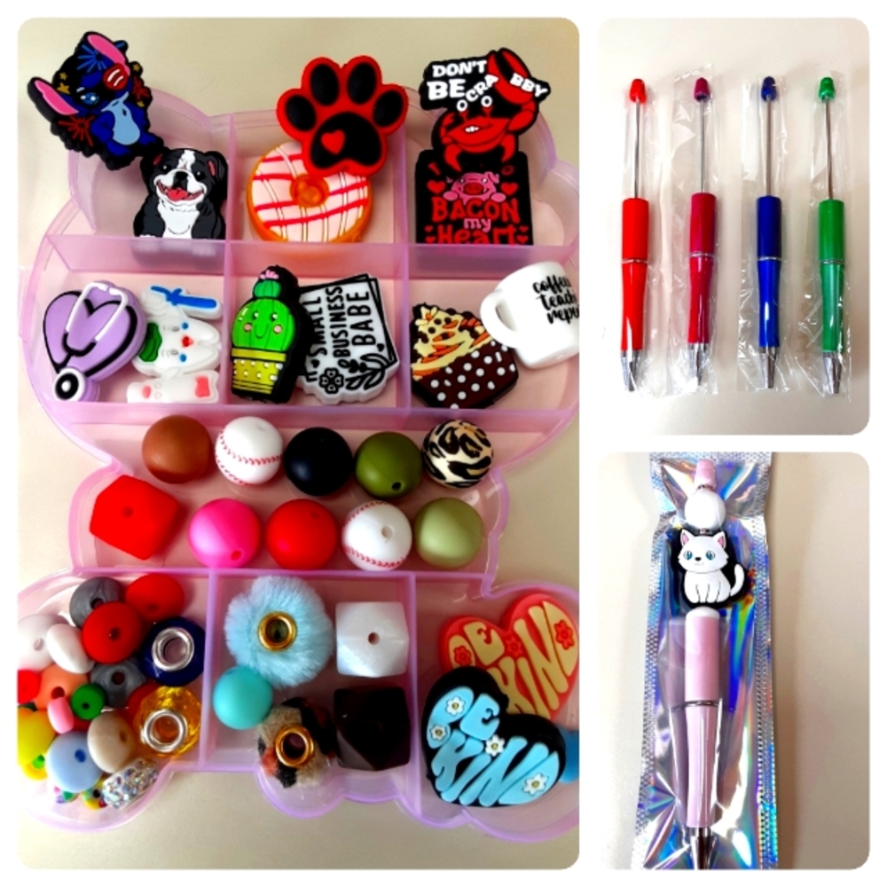 Hello Kitty Storage Container Beadable Pen Kit - Brand New